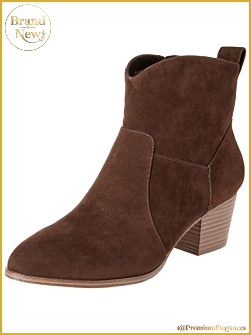 Women's Western Ankle Boots Stacked Heel Memory Foam Faux Leather Booties